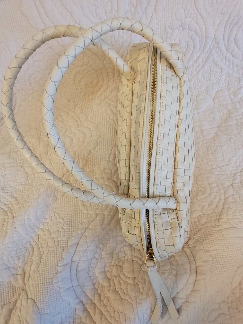 Cleobella Beige Woven Top-Handle Satchel Women Handbag - Picture 5 of 8